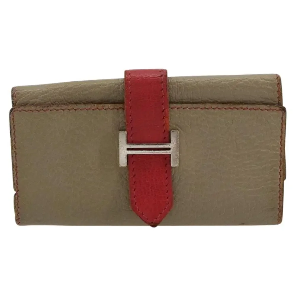 Hermes Leather Baan Key Case Beige